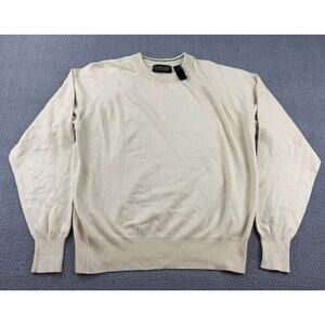 Zylos Gold George Machado Sweater Men L Beige Silk Cashmere Crewneck Long Sleeve